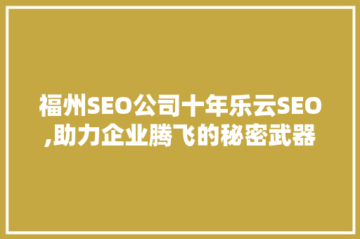 福州SEO公司十年乐云SEO,助力企业腾飞的秘密武器