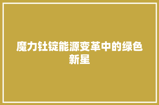 魔力钍锭能源变革中的绿色新星