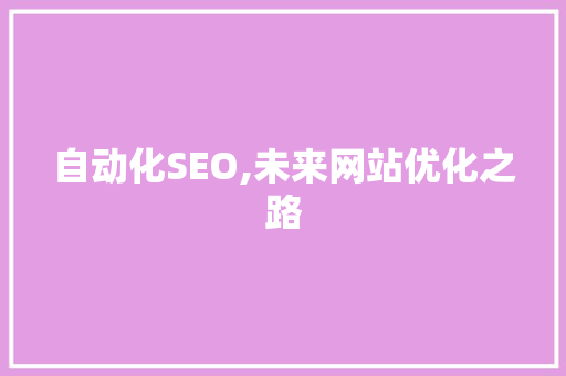 自动化SEO,未来网站优化之路