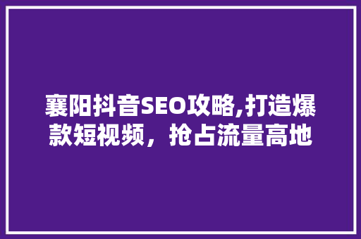 襄阳抖音SEO攻略,打造爆款短视频，抢占流量高地