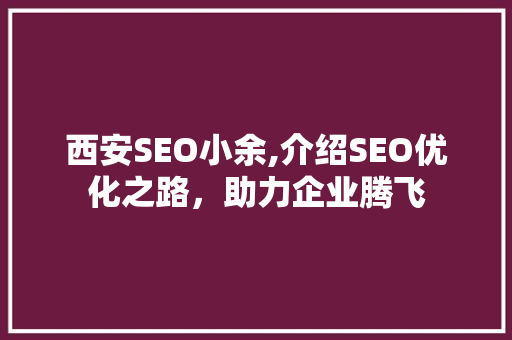 西安SEO小余,介绍SEO优化之路，助力企业腾飞