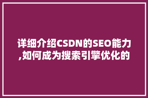 详细介绍CSDN的SEO能力,如何成为搜索引擎优化的典范  第1张