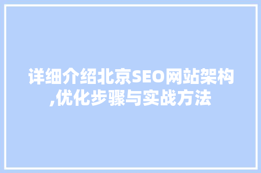 详细介绍北京SEO网站架构,优化步骤与实战方法