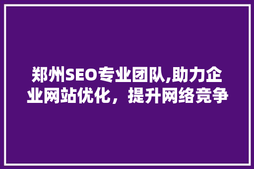 郑州SEO专业团队,助力企业网站优化，提升网络竞争力