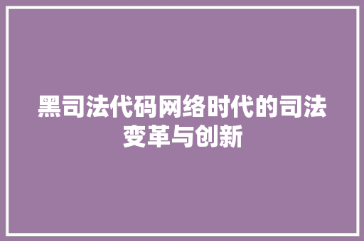 黑司法代码网络时代的司法变革与创新