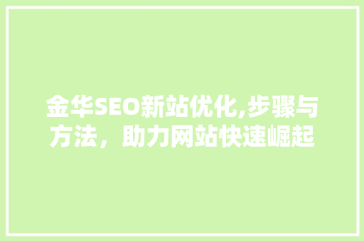 金华SEO新站优化,步骤与方法，助力网站快速崛起  第1张