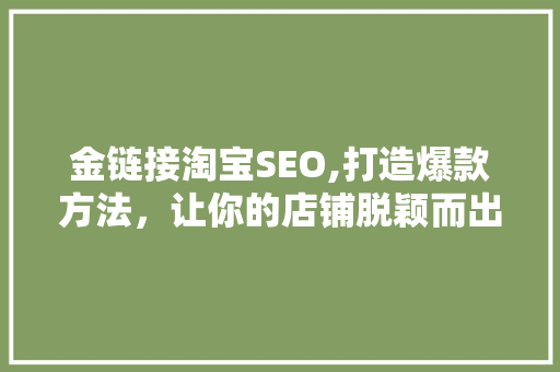金链接淘宝SEO,打造爆款方法，让你的店铺脱颖而出！  第1张