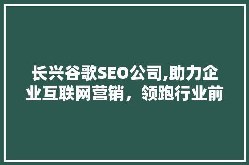 长兴谷歌SEO公司,助力企业互联网营销，领跑行业前沿