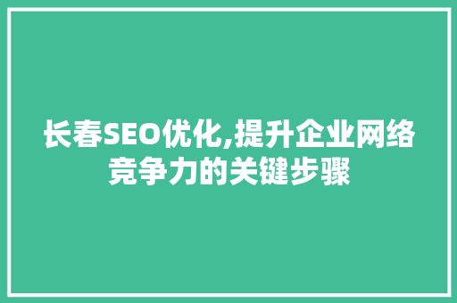 长春SEO优化,提升企业网络竞争力的关键步骤