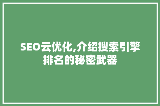SEO云优化,介绍搜索引擎排名的秘密武器