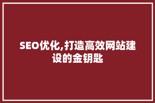 SEO优化,打造高效网站建设的金钥匙