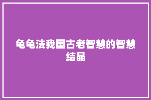 龟龟法我国古老智慧的智慧结晶