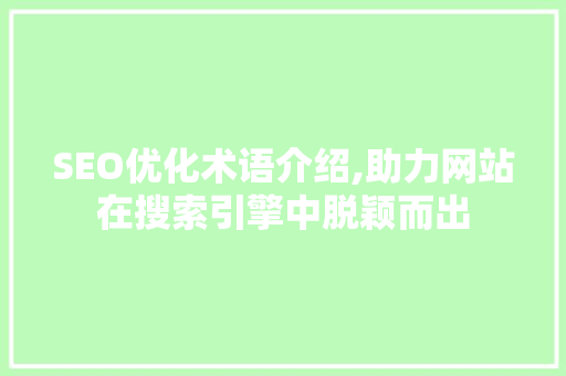 SEO优化术语介绍,助力网站在搜索引擎中脱颖而出