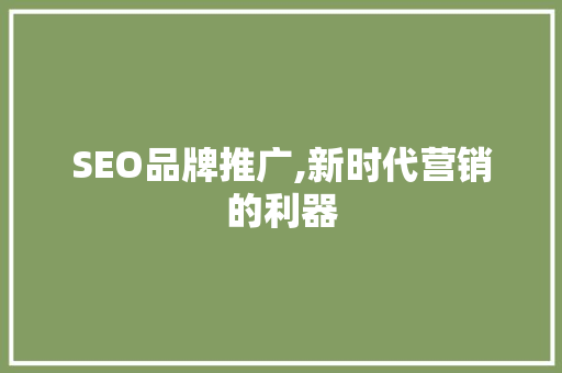 SEO品牌推广,新时代营销的利器
