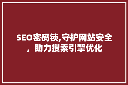 SEO密码锁,守护网站安全，助力搜索引擎优化
