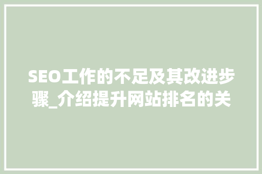 SEO工作的不足及其改进步骤_介绍提升网站排名的关键