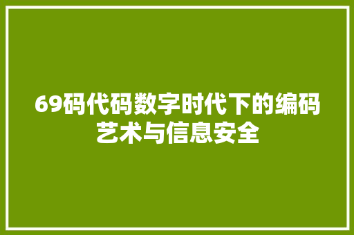 69码代码数字时代下的编码艺术与信息安全