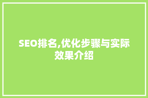 SEO排名,优化步骤与实际效果介绍