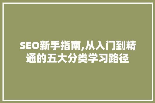 SEO新手指南,从入门到精通的五大分类学习路径