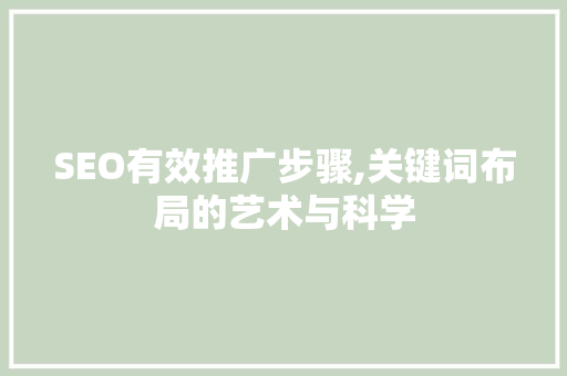 SEO有效推广步骤,关键词布局的艺术与科学
