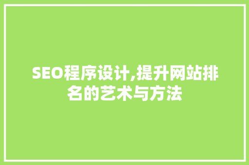 SEO程序设计,提升网站排名的艺术与方法