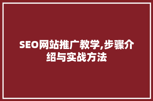 SEO网站推广教学,步骤介绍与实战方法