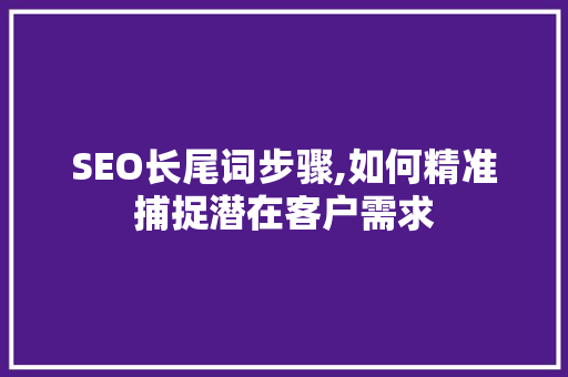 SEO长尾词步骤,如何精准捕捉潜在客户需求