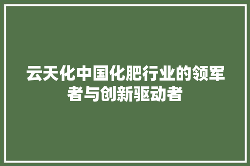 云天化中国化肥行业的领军者与创新驱动者