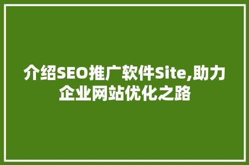 介绍SEO推广软件Site,助力企业网站优化之路