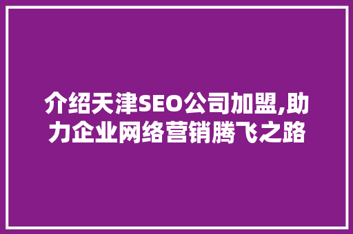介绍天津SEO公司加盟,助力企业网络营销腾飞之路