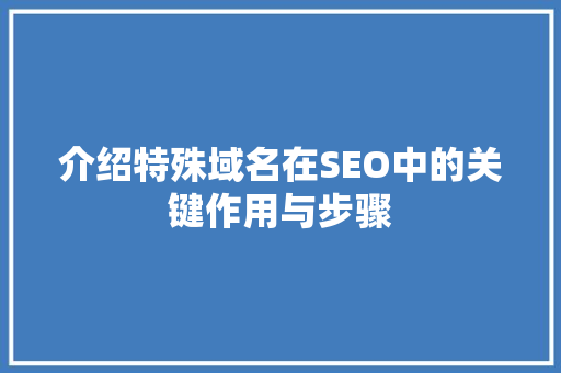 介绍特殊域名在SEO中的关键作用与步骤