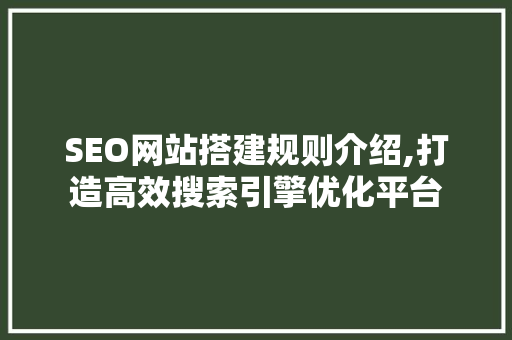 SEO网站搭建规则介绍,打造高效搜索引擎优化平台