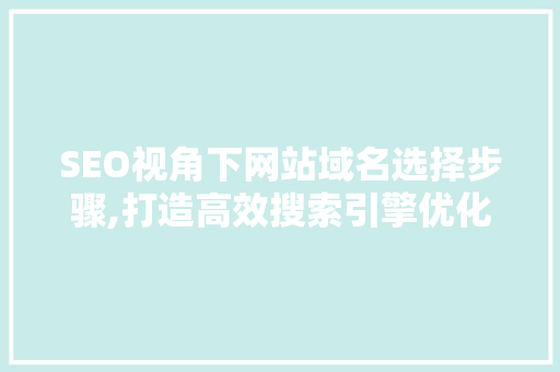 SEO视角下网站域名选择步骤,打造高效搜索引擎优化之路