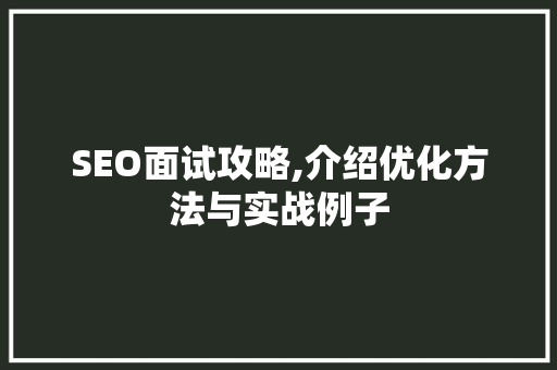 SEO面试攻略,介绍优化方法与实战例子