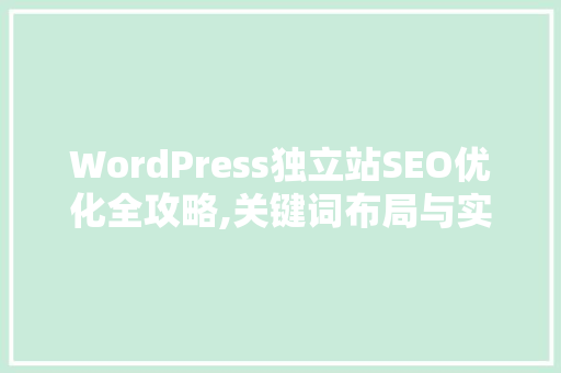 WordPress独立站SEO优化全攻略,关键词布局与实战方法
