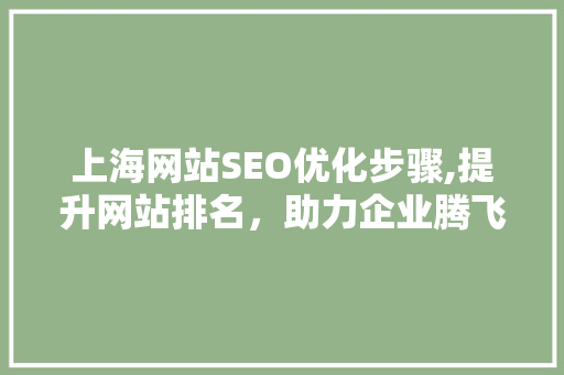 上海网站SEO优化步骤,提升网站排名，助力企业腾飞