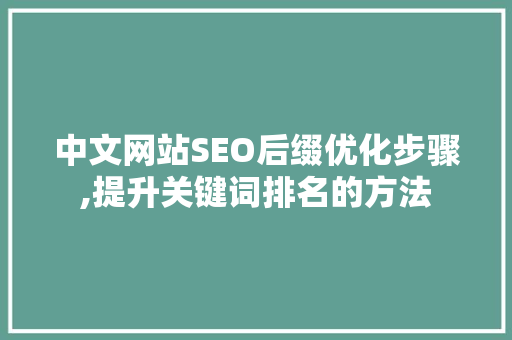 中文网站SEO后缀优化步骤,提升关键词排名的方法