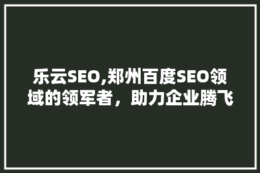 乐云SEO,郑州百度SEO领域的领军者，助力企业腾飞  第1张
