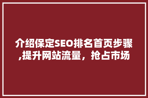 介绍保定SEO排名首页步骤,提升网站流量，抢占市场份额