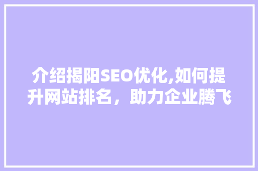 介绍揭阳SEO优化,如何提升网站排名，助力企业腾飞