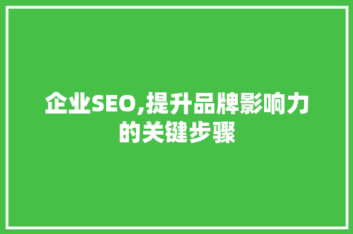 企业SEO,提升品牌影响力的关键步骤