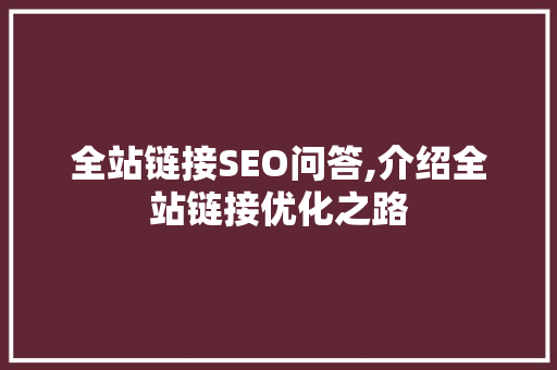 全站链接SEO问答,介绍全站链接优化之路