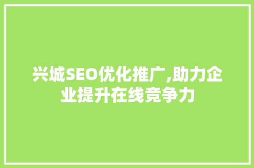 兴城SEO优化推广,助力企业提升在线竞争力