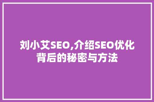刘小艾SEO,介绍SEO优化背后的秘密与方法