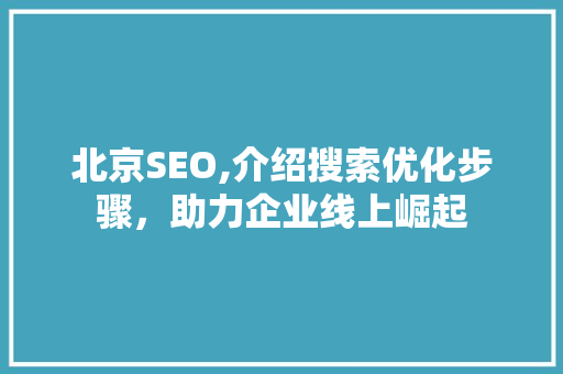 北京SEO,介绍搜索优化步骤，助力企业线上崛起