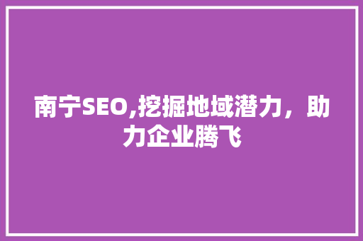 南宁SEO,挖掘地域潜力，助力企业腾飞