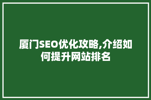 厦门SEO优化攻略,介绍如何提升网站排名