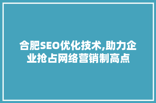 合肥SEO优化技术,助力企业抢占网络营销制高点