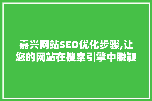 嘉兴网站SEO优化步骤,让您的网站在搜索引擎中脱颖而出