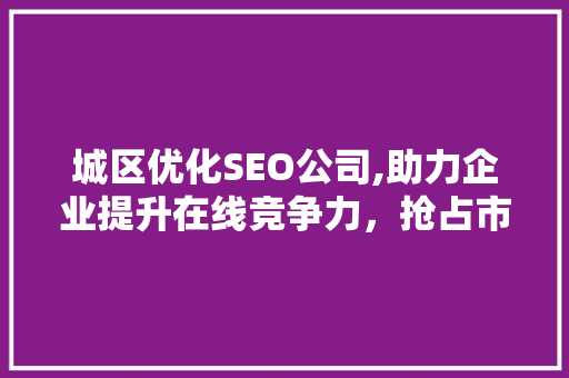 城区优化SEO公司,助力企业提升在线竞争力，抢占市场先机